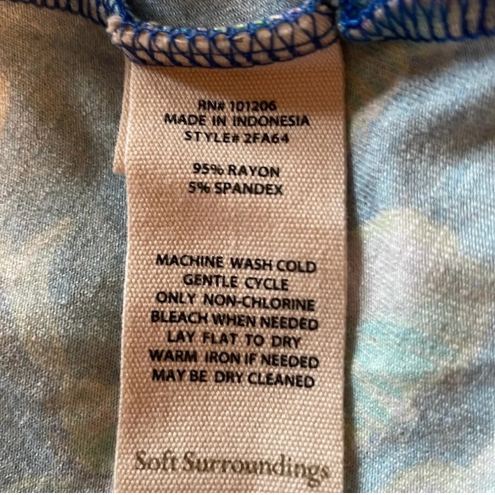 Soft Surroundings Blue Green Printed Midi Wrap Dress - Picture 8 of 10